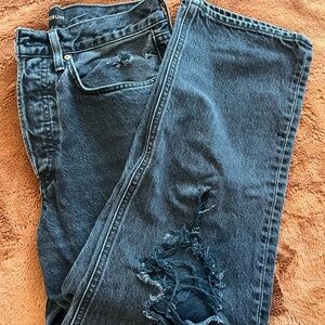 Women's Distressed Dark Blue Jeans
